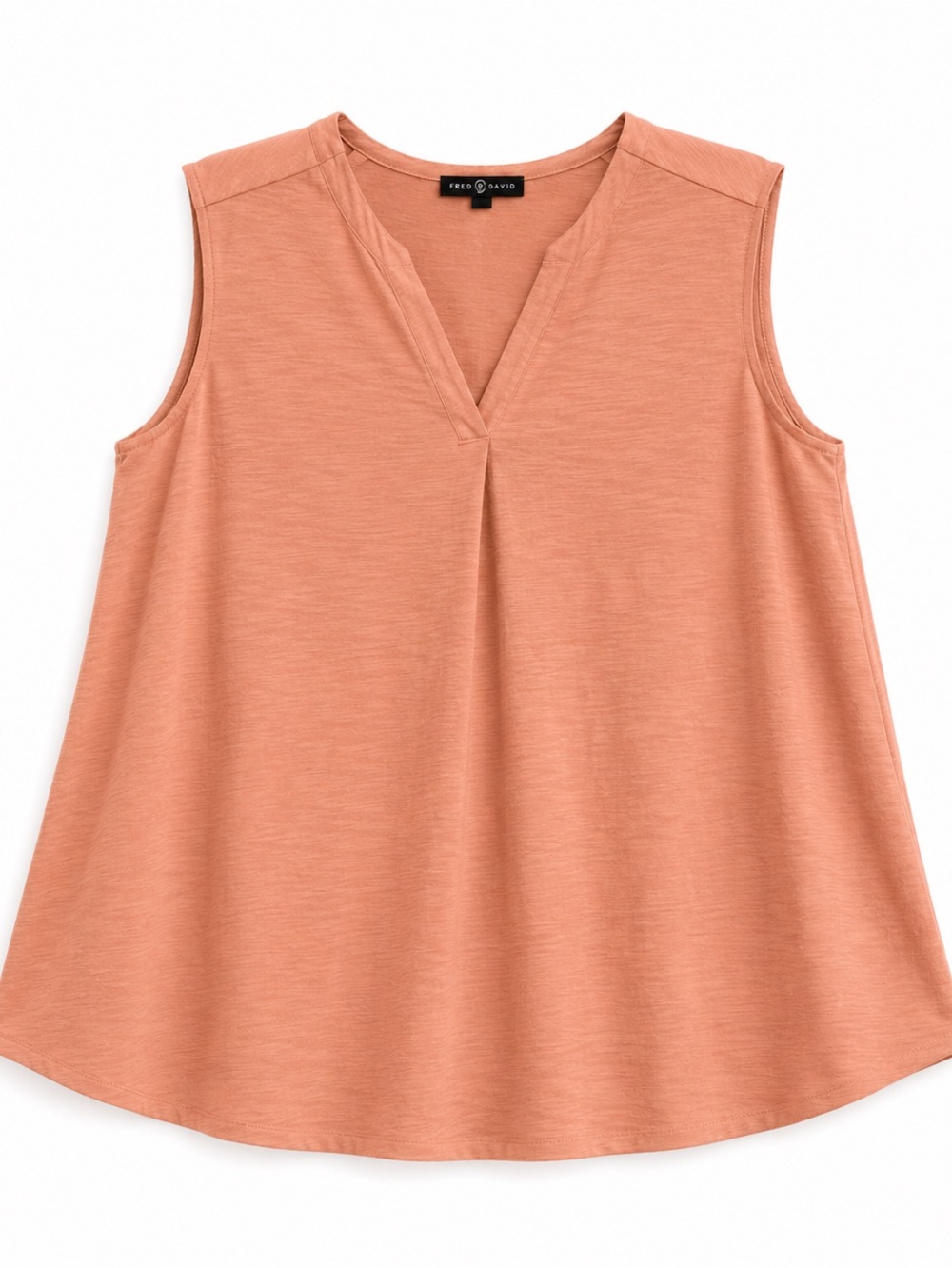 Fred David Dusty Rose Sleeveless Pleated Tank Top - Size L - Terracotta - Summer